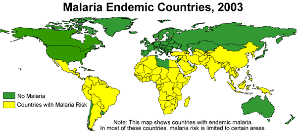 Malaria distribuzione geografica (c) PD-USGov-HHS-CDC