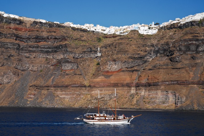 Santorini Island Coastline. Greece, Aegean Sea.