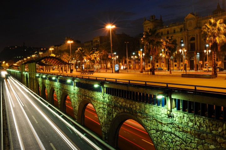 Barcelona nightview, Catalonia, Spain.